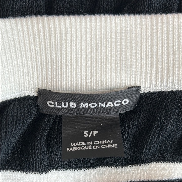 Club Monaco Monochrome Striped Knit Off Shoulder Black and White Pinoy SZ S/P - Picture 2 of 10